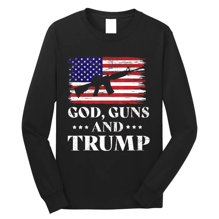 God Guns And Trump Gift For Donald Trump Supporters On President's Day Long Sleeve Shirt