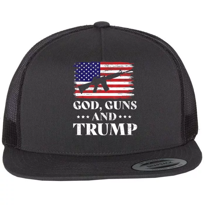 God Guns And Trump Gift For Donald Trump Supporters On President's Day Flat Bill Trucker Hat