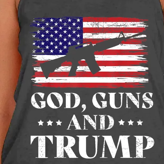 God Guns And Trump Gift For Donald Trump Supporters On President's Day Women's Knotted Racerback Tank