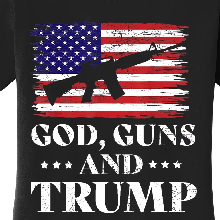 God Guns And Trump Gift For Donald Trump Supporters On President's Day Women's T-Shirt