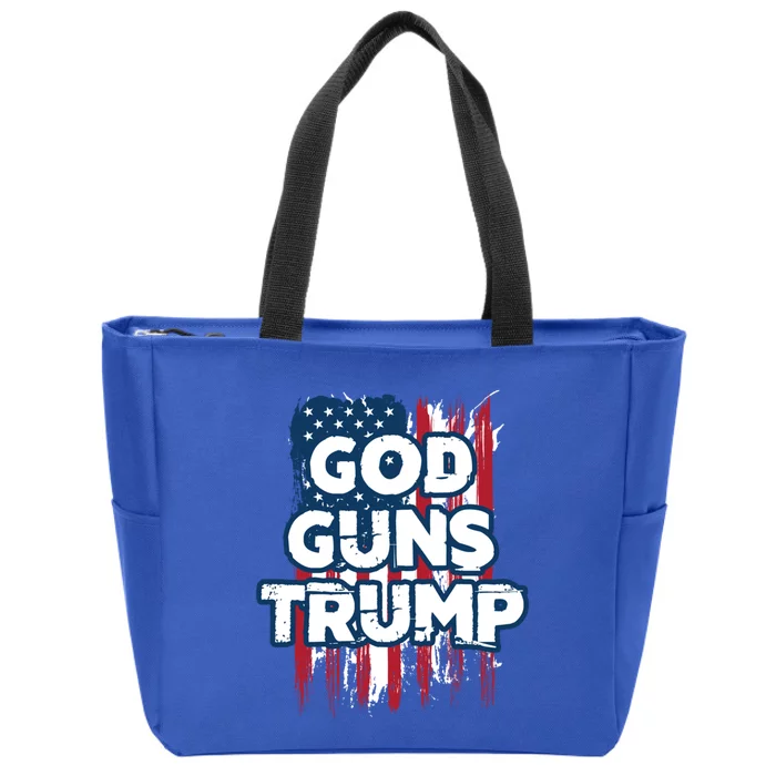 God Guns And Trump 2020 American Flag Cute Gift Zip Tote Bag