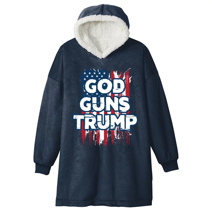 God Guns And Trump 2020 American Flag Cute Gift Hooded Wearable Blanket