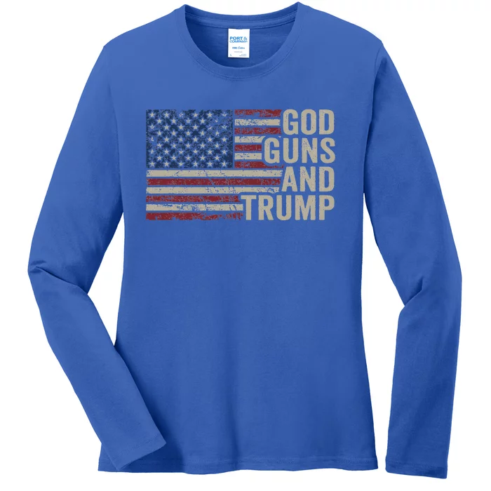 God Guns And Trump Ladies Long Sleeve Shirt