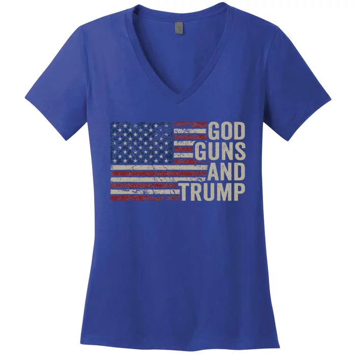 God Guns And Trump Women's V-Neck T-Shirt