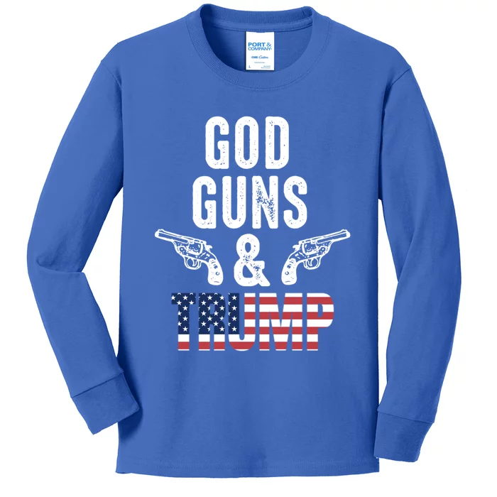 God Guns And Trump Republican Support Merica Gift Kids Long Sleeve Shirt