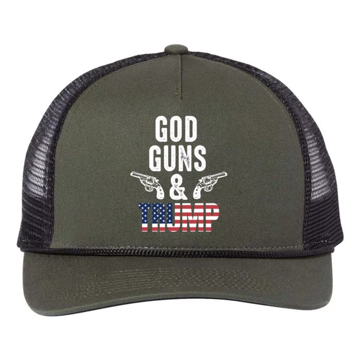 God Guns And Trump Republican Support Merica Gift Retro Rope Trucker Hat Cap