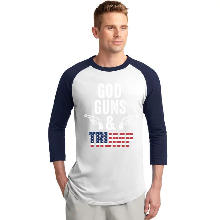 God Guns And Trump Republican Support Merica Gift Baseball Sleeve Shirt