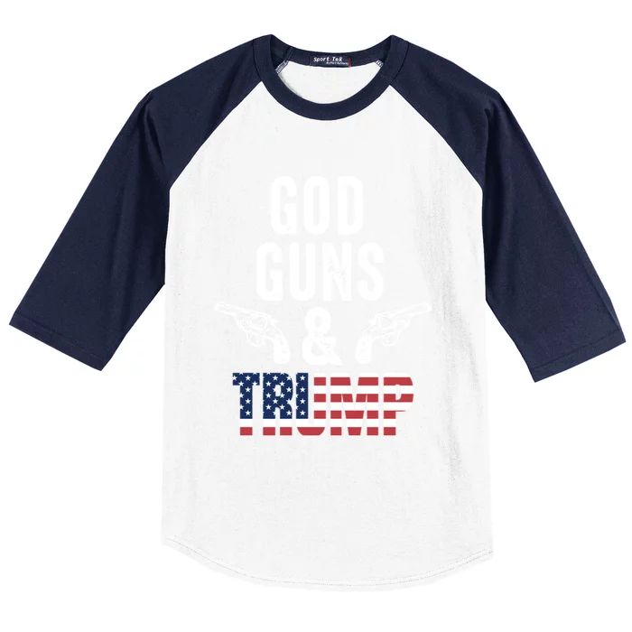 God Guns And Trump Republican Support Merica Gift Baseball Sleeve Shirt