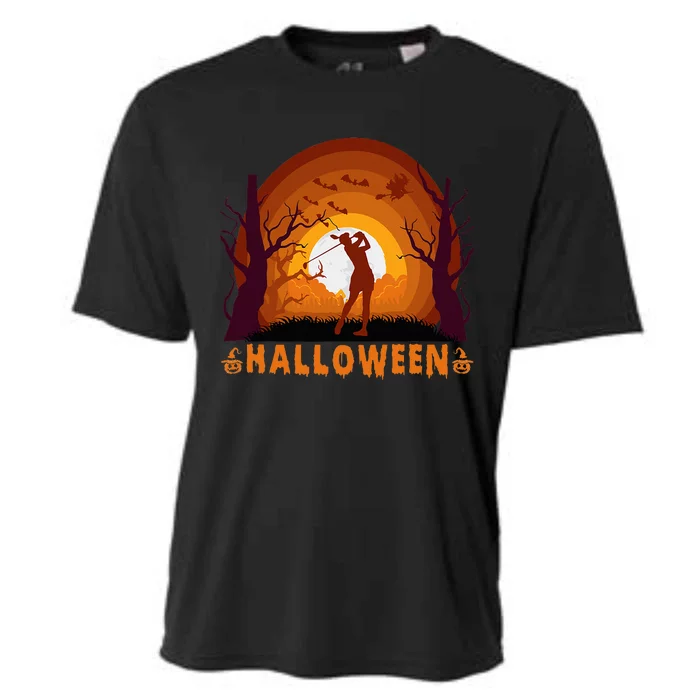 Golf Golfing And Moon Silhouette Halloween Costumes Cooling Performance Crew T-Shirt