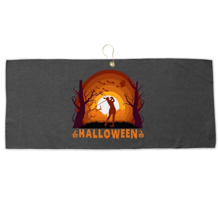 Golf Golfing And Moon Silhouette Halloween Costumes Large Microfiber Waffle Golf Towel