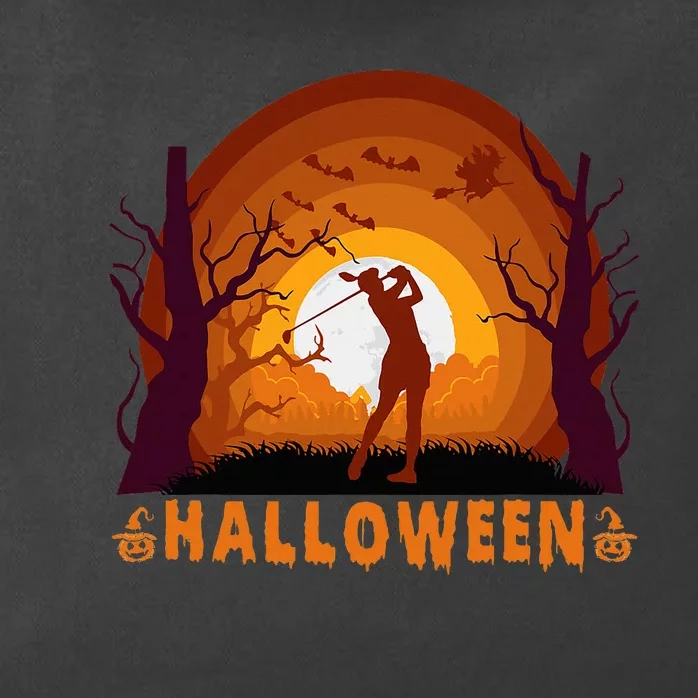 Golf Golfing And Moon Silhouette Halloween Costumes Zip Tote Bag