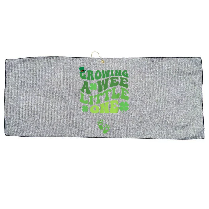 Groovy Growing A Wee Little One Pregnancy St Patricks Day Large Microfiber Waffle Golf Towel