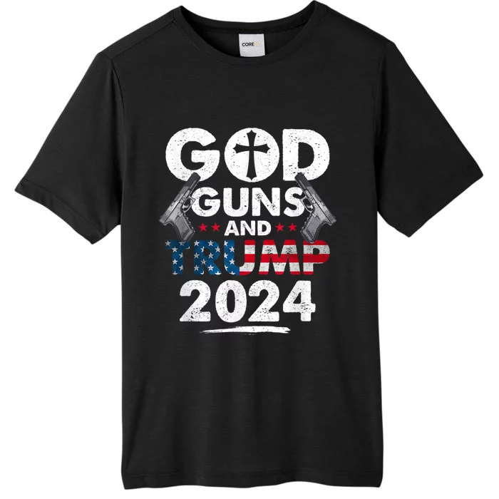 God Guns And Trump 2024 Usa American Flag ChromaSoft Performance T-Shirt