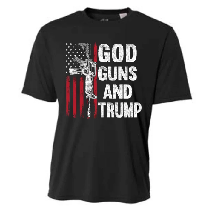 God Guns And Trump 2nd Amendment Flag Ar15 American Flag Cooling Performance Crew T-Shirt