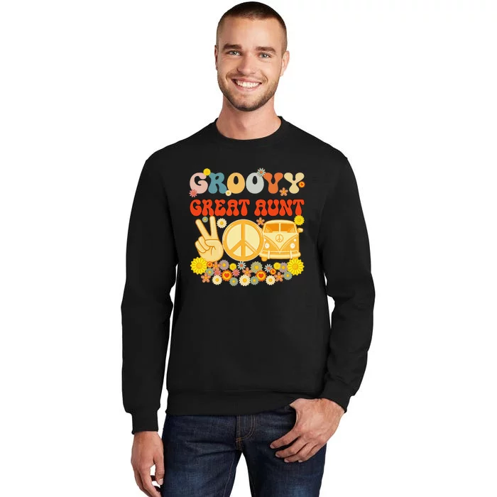 Groovy Great Aunt Retro Matching Family Baby Shower Mother's Tall Sweatshirt