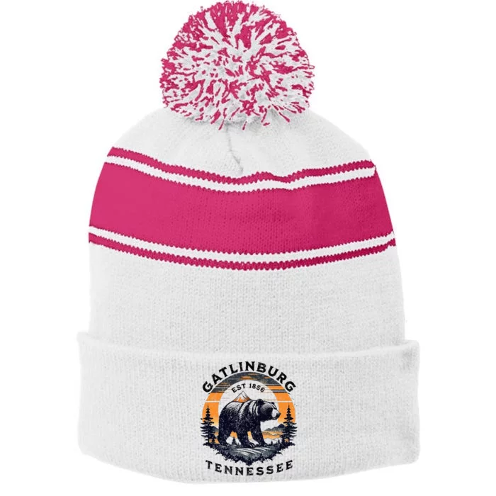 Gatlinburg Stripe Pom Pom Beanie