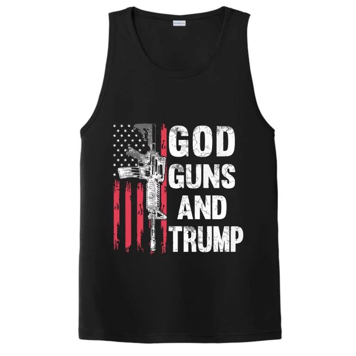 God Guns And Trump 2nd Amendment Flag Ar15 American Flag Performance Tank