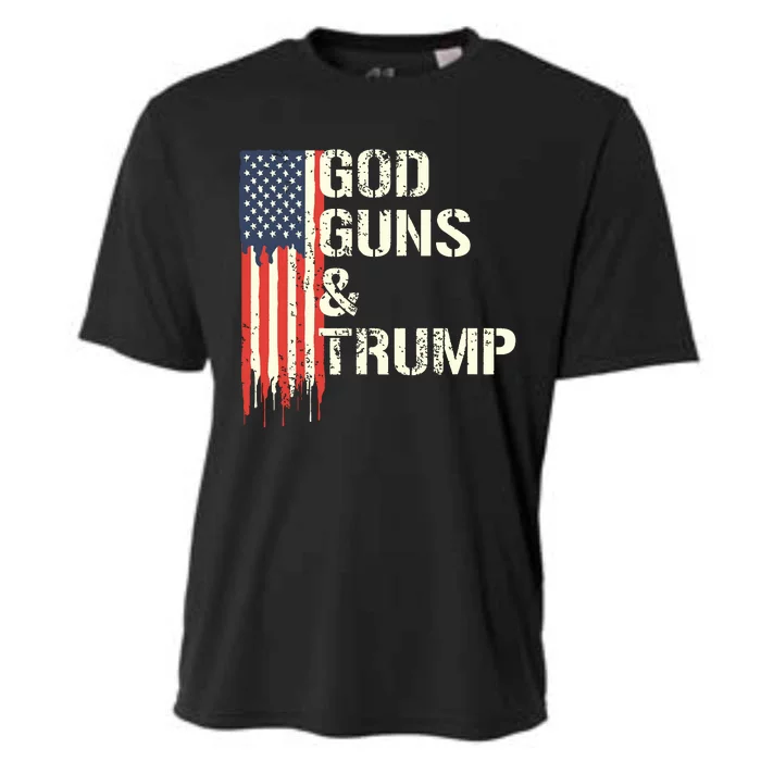 God Guns And Trump I 2nd Amendment Trump Flag America Cooling Performance Crew T-Shirt