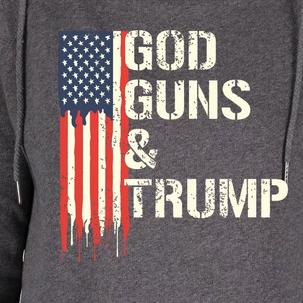 God Guns And Trump I 2nd Amendment Trump Flag America Womens Funnel Neck Pullover Hood