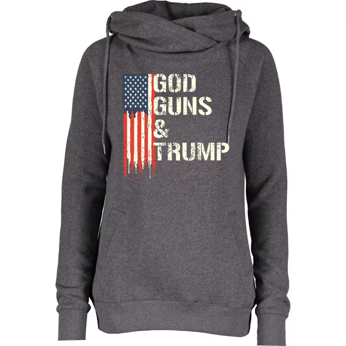 God Guns And Trump I 2nd Amendment Trump Flag America Womens Funnel Neck Pullover Hood