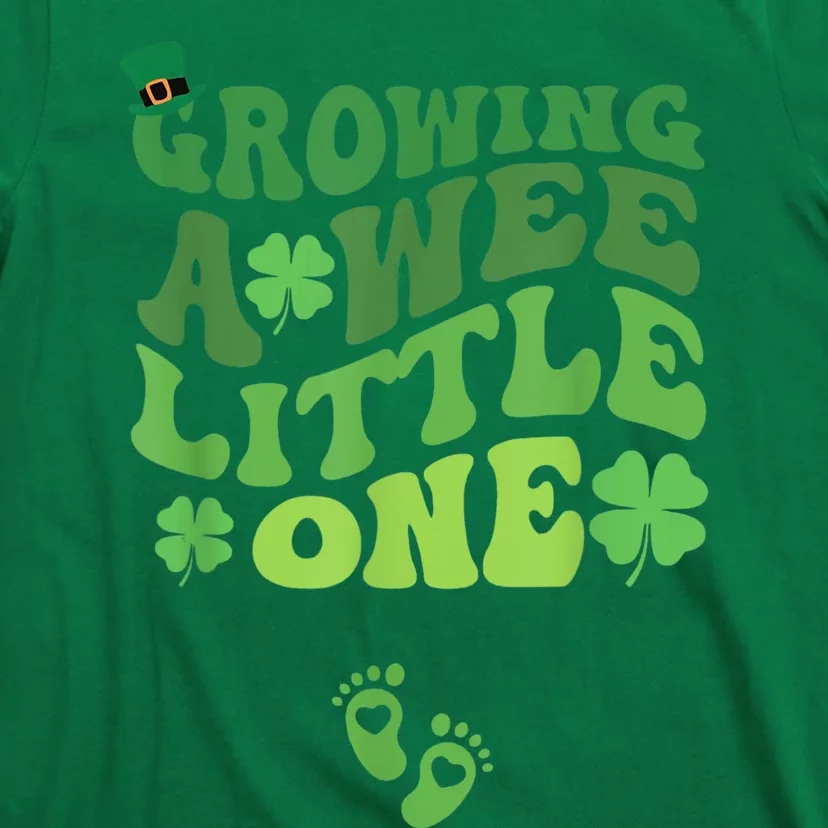 Groovy Growing A Wee Little One Pregnancy St Patricks Day T-Shirt