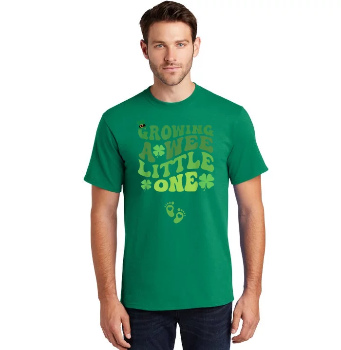 Groovy Growing A Wee Little One Pregnancy St Patricks Day Tall T-Shirt