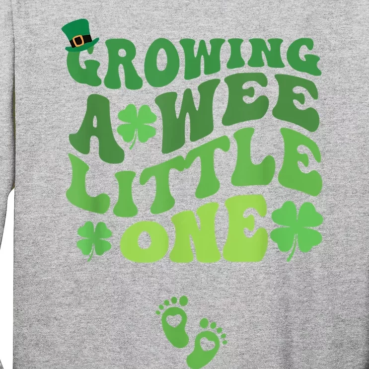 Groovy Growing A Wee Little One Pregnancy St Patricks Day Long Sleeve Shirt