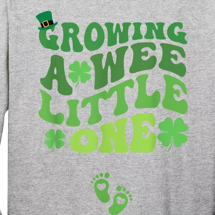 Groovy Growing A Wee Little One Pregnancy St Patricks Day Tall Long Sleeve T-Shirt