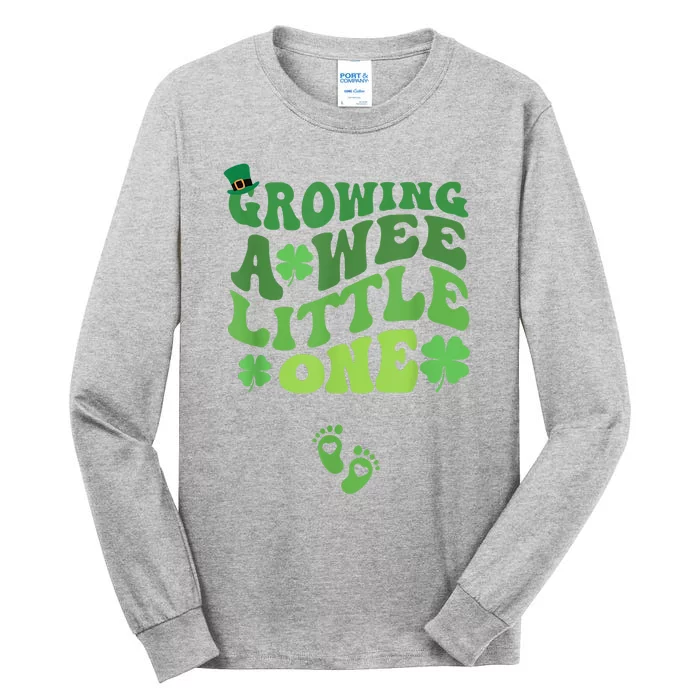 Groovy Growing A Wee Little One Pregnancy St Patricks Day Tall Long Sleeve T-Shirt