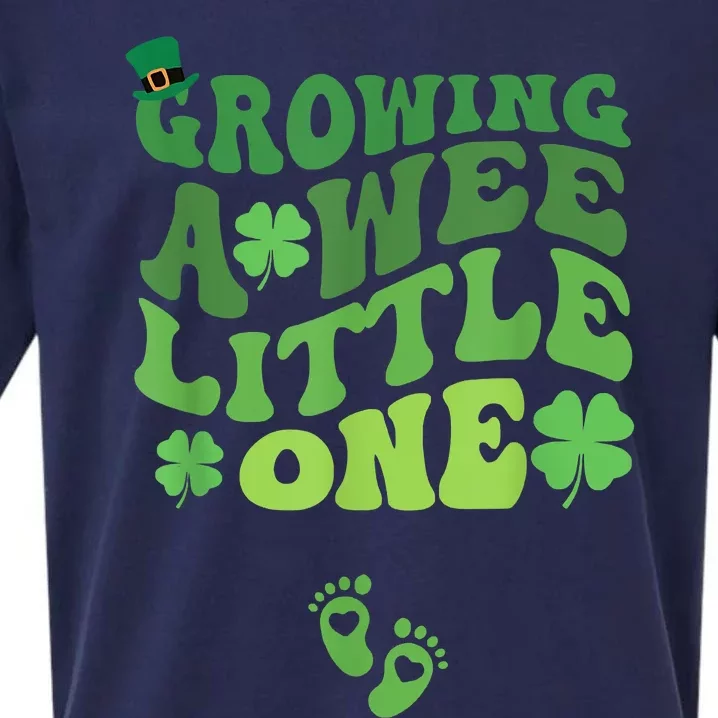 Groovy Growing A Wee Little One Pregnancy St Patricks Day Sueded Cloud Jersey T-Shirt