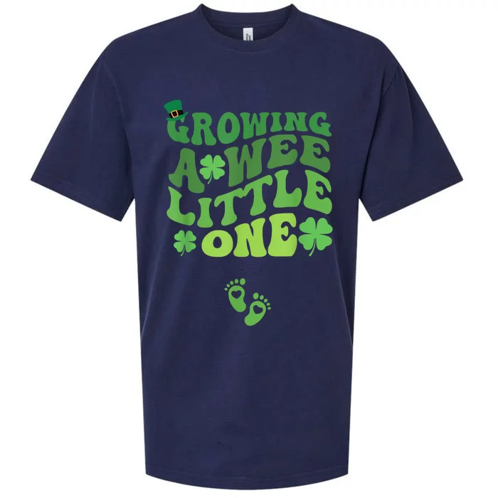 Groovy Growing A Wee Little One Pregnancy St Patricks Day Sueded Cloud Jersey T-Shirt