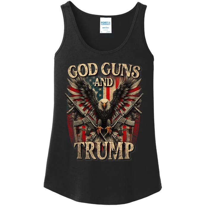 God Guns And Trump 2nd Amendment Flag Eagle American Flag Ladies Essential Tank