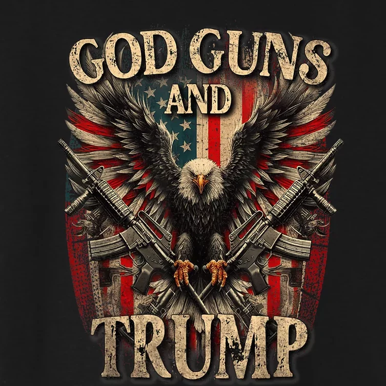 God Guns And Trump 2nd Amendment Flag Eagle American Flag Women's Crop Top Tee