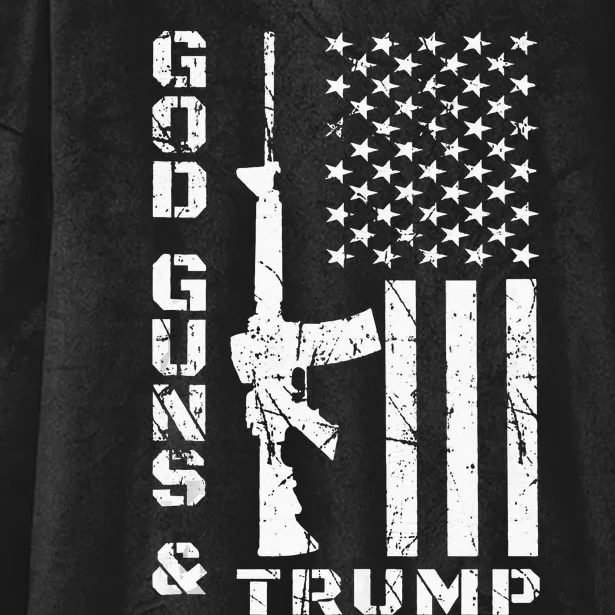 God Guns And Trump 2nd Amendment Flag AR15 Hooded Wearable Blanket