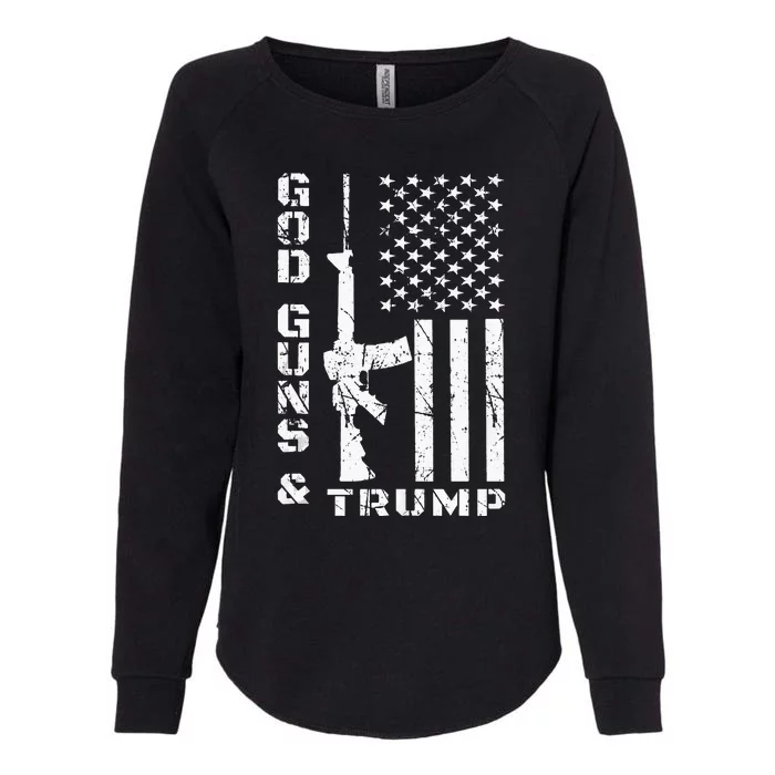 God Guns And Trump 2nd Amendment Flag AR15 Womens California Wash Sweatshirt