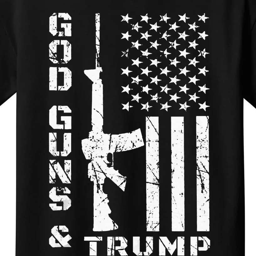 God Guns And Trump 2nd Amendment Flag AR15 Kids T-Shirt