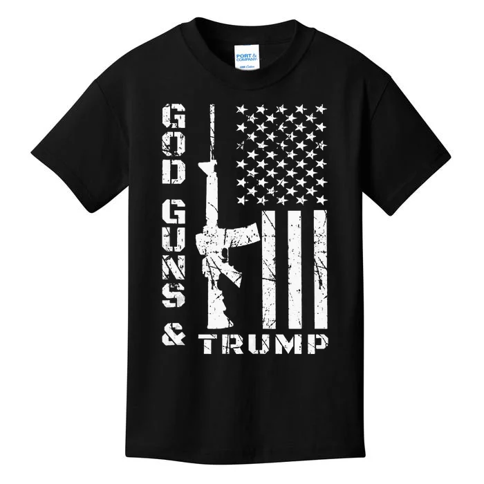 God Guns And Trump 2nd Amendment Flag AR15 Kids T-Shirt