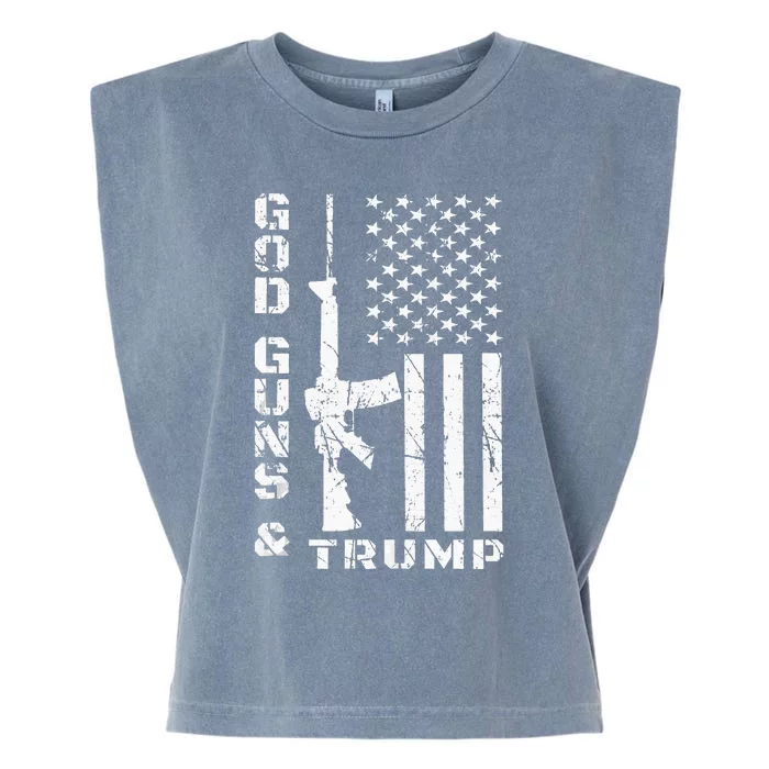 God Guns And Trump 2nd Amendment Flag AR15 Garment-Dyed Women's Muscle Tee