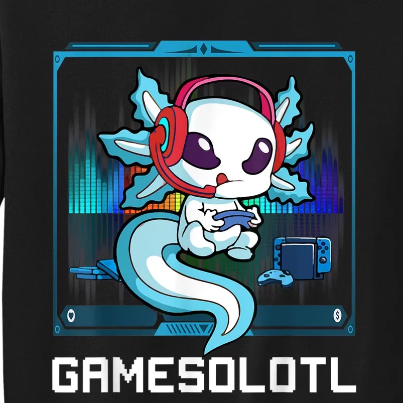 Gamesolotl Gamer Axolotl Playing Video Games Boys Girls Tall Sweatshirt