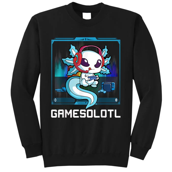 Gamesolotl Gamer Axolotl Playing Video Games Boys Girls Tall Sweatshirt