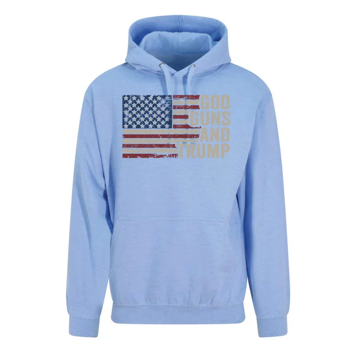 God Guns And Trump Pro God Gun Funny Republican Usa Flag Great Gift Unisex Surf Hoodie