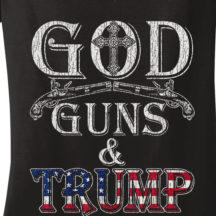 God Guns And Trump Women's V-Neck T-Shirt