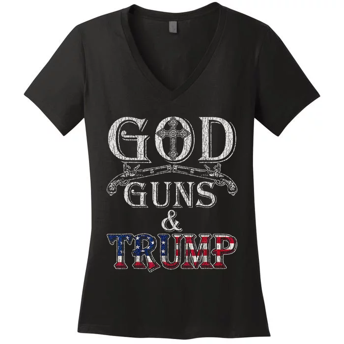 God Guns And Trump Women's V-Neck T-Shirt