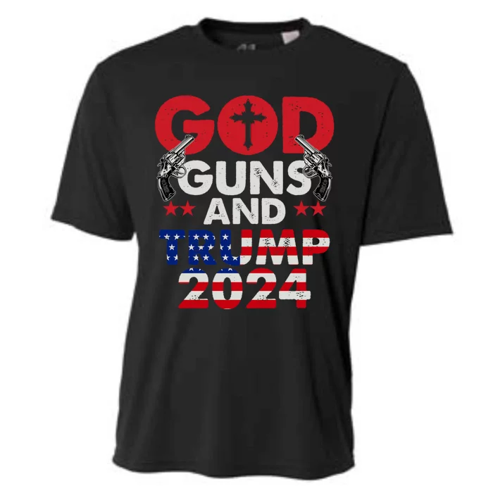 God Guns And Trump 2024 President Cooling Performance Crew T-Shirt