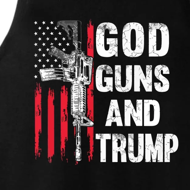 God Guns And Trump 2nd Amendment Flag Ar15 American Flag Ladies Tri-Blend Wicking Tank