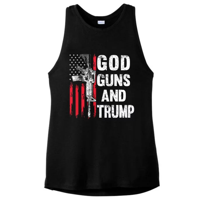 God Guns And Trump 2nd Amendment Flag Ar15 American Flag Ladies Tri-Blend Wicking Tank