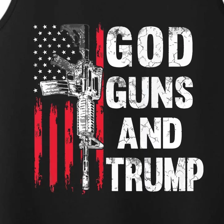 God Guns And Trump 2nd Amendment Flag Ar15 American Flag Performance Tank