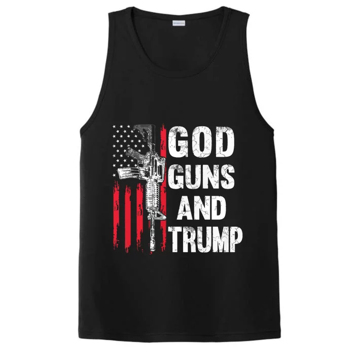 God Guns And Trump 2nd Amendment Flag Ar15 American Flag Performance Tank