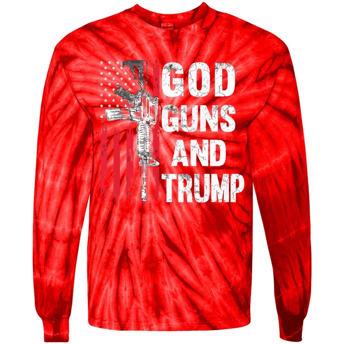 God Guns And Trump 2nd Amendment Flag Ar15 American Flag Tie-Dye Long Sleeve Shirt