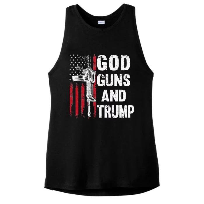 God Guns And Trump 2nd Amendment Flag AR15 American Flag Ladies Tri-Blend Wicking Tank